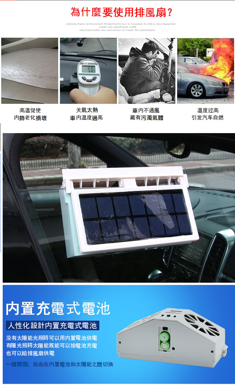 太陽能車載排風扇